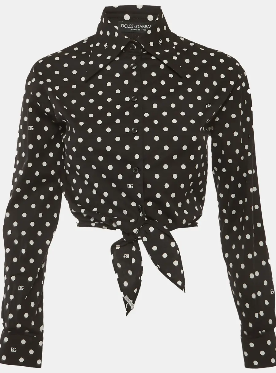 Dolce & Gabbana Black/white Polka Dot Cotton Button-Up Shirt M