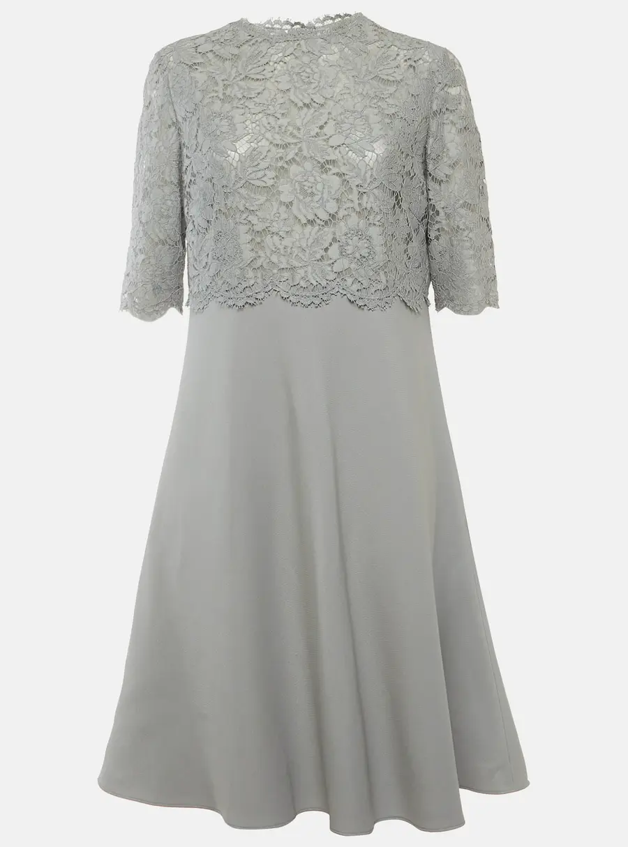 Dolce & Gabbana Grey Lace and Wool Dress L