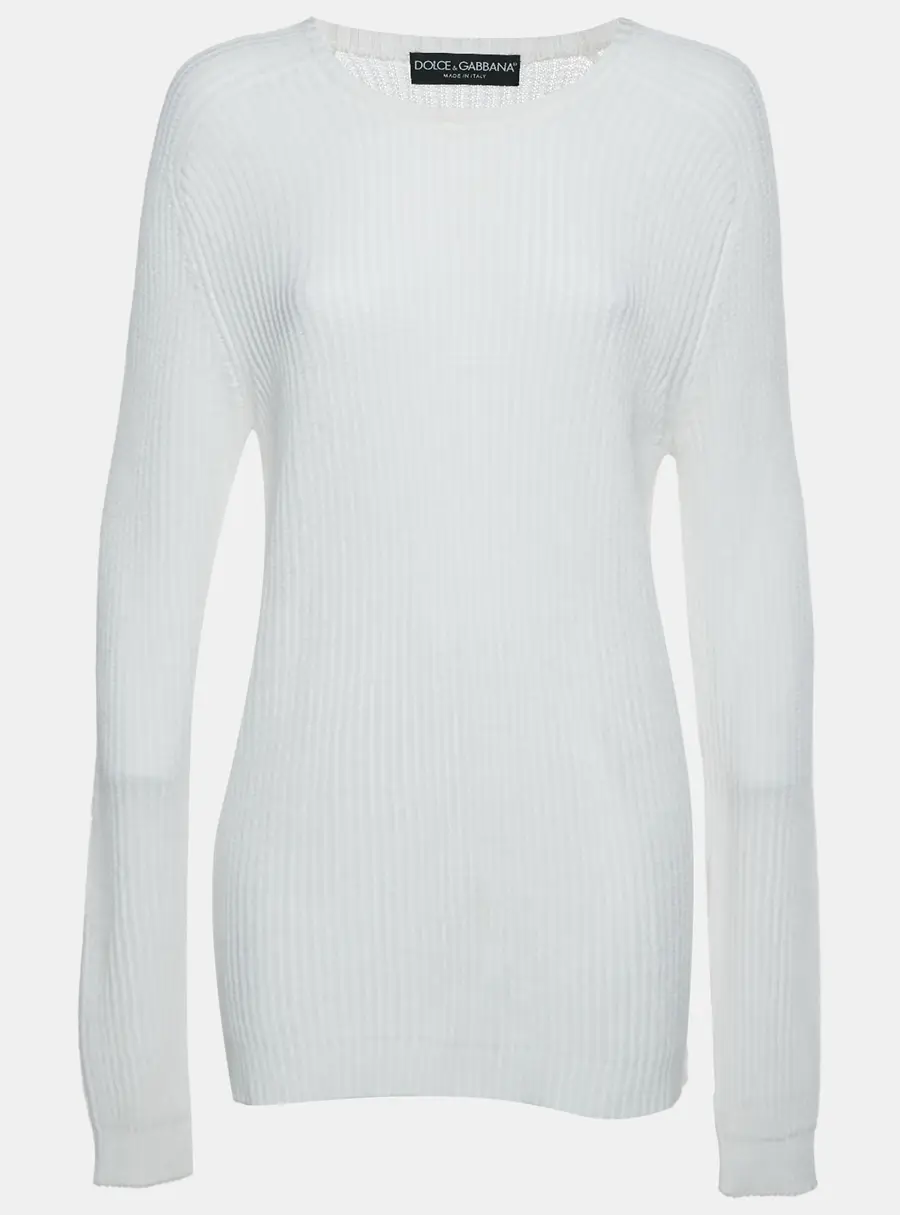Dolce & Gabbana Off-White Knit Crewneck Sweater XL