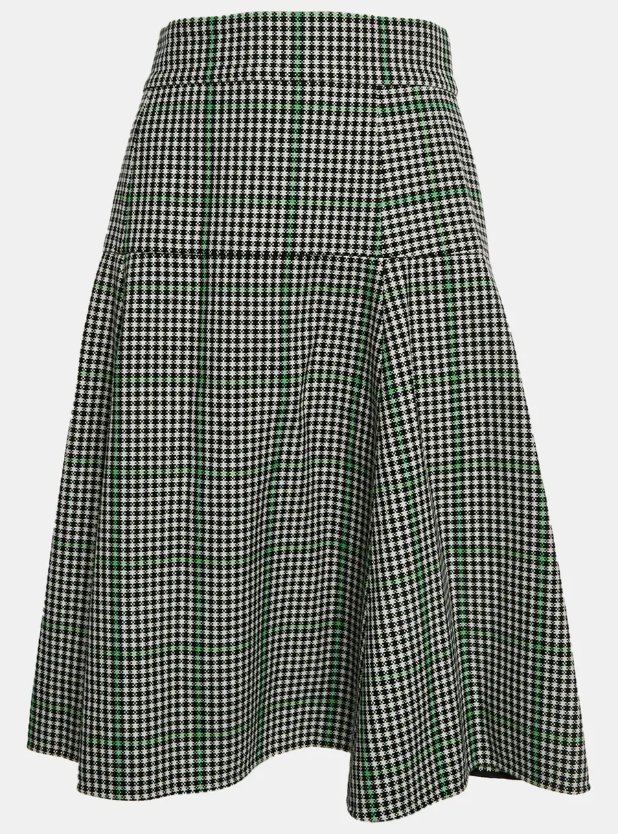 Dolce & Gabbana White/Black Jacquard Flared Midi Skirt L