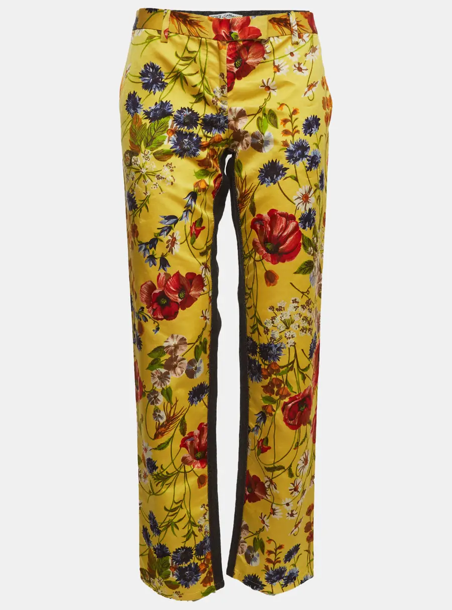 Dolce & Gabbana Multicolour Floral Print Wide Leg Jeans M/Waist 33"