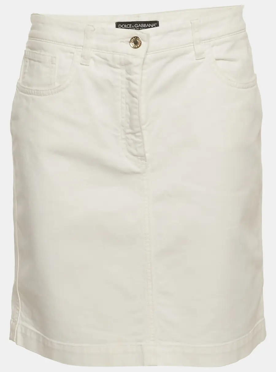 Dolce & Gabbana White Denim Mini Skirt M/Waist 30"