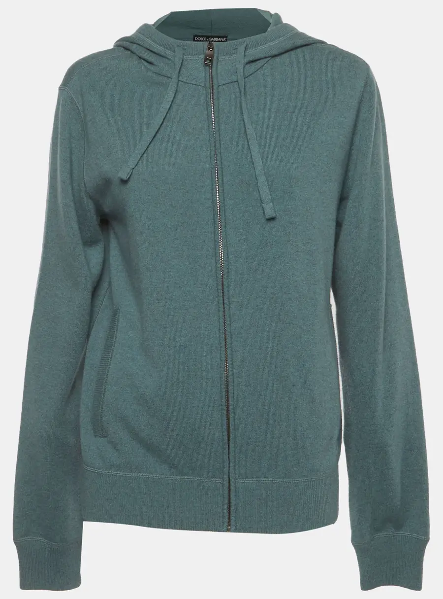 Dolce & Gabbana Sage Green Cashmere Knit Hoodie L