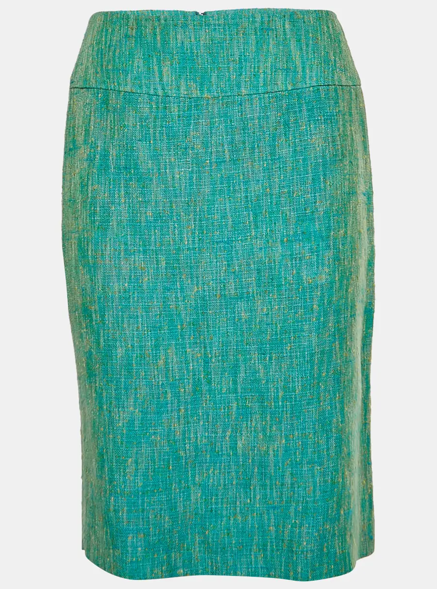 Dolce & Gabbana Turquoise Tweed Pencil Skirt S
