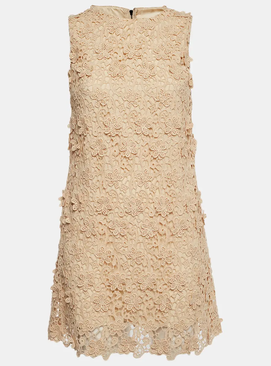 Dolce & Gabbana Beige Lace Zip Up Mini Cocktail Dress S