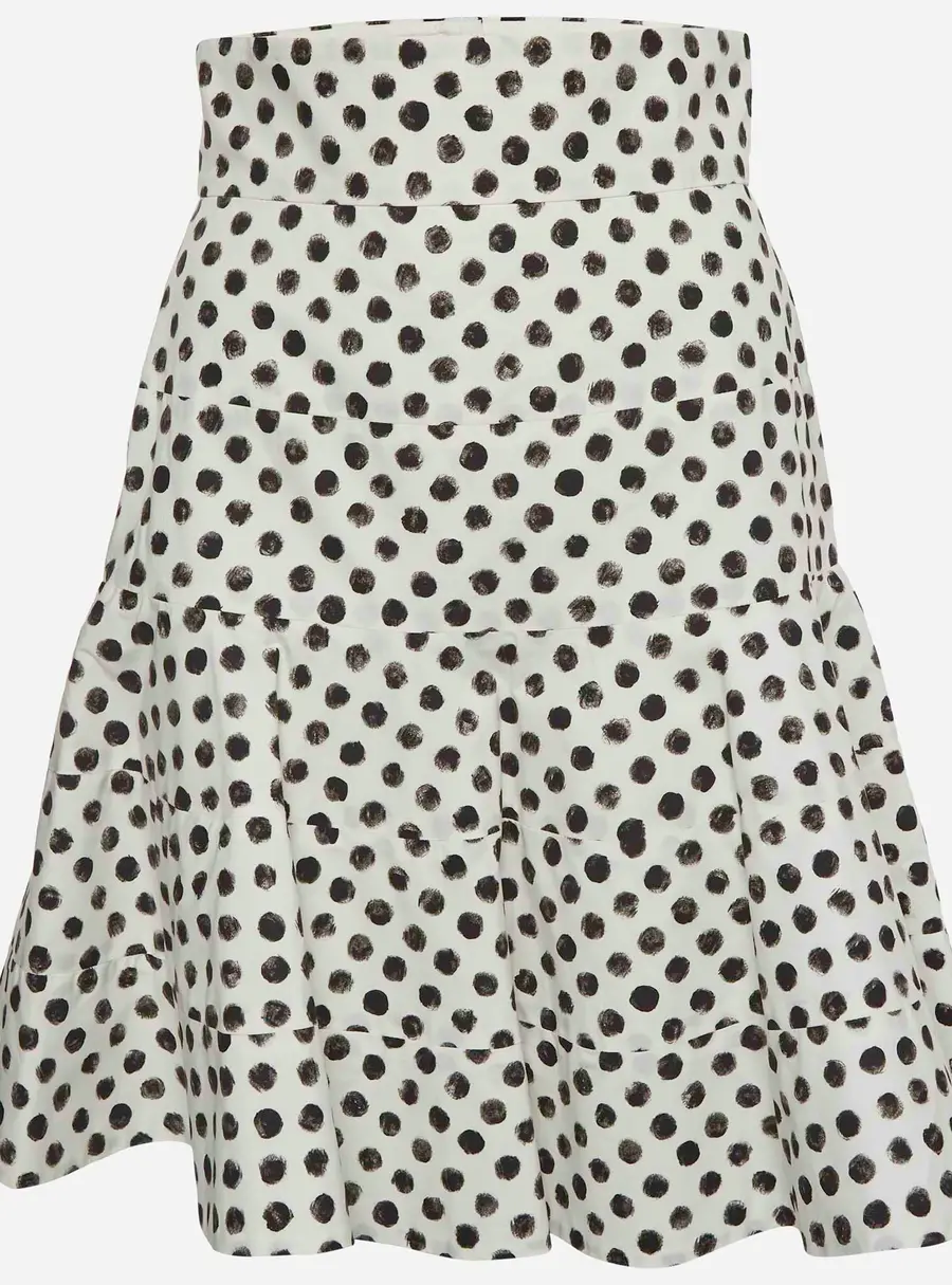 Dolce & Gabbana White/Black Polka Dot Print Cotton Poplin Flared Skirt S