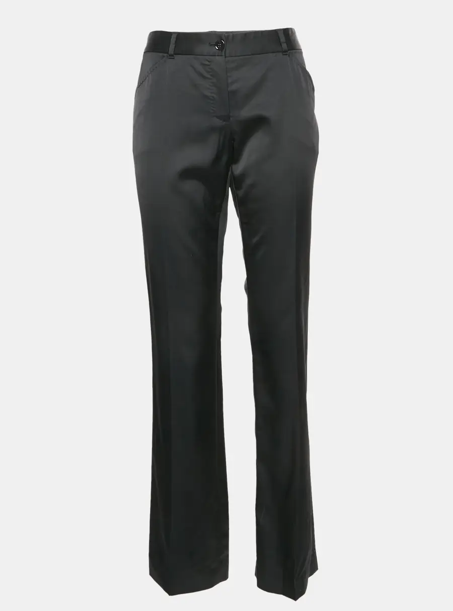 Dolce & Gabbana Black Satin Blend Straight Fit Pants M