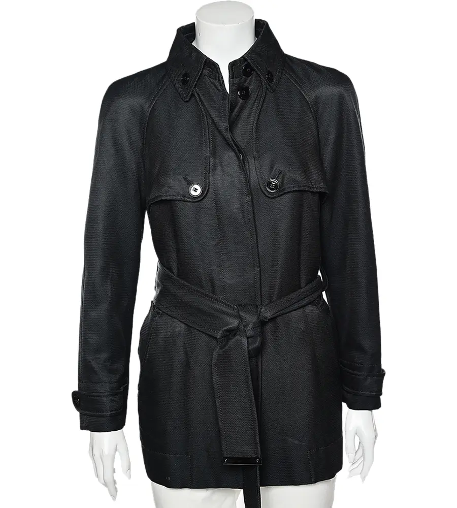Dolce & Gabbana Black Cotton Belted Button Front Jacket M