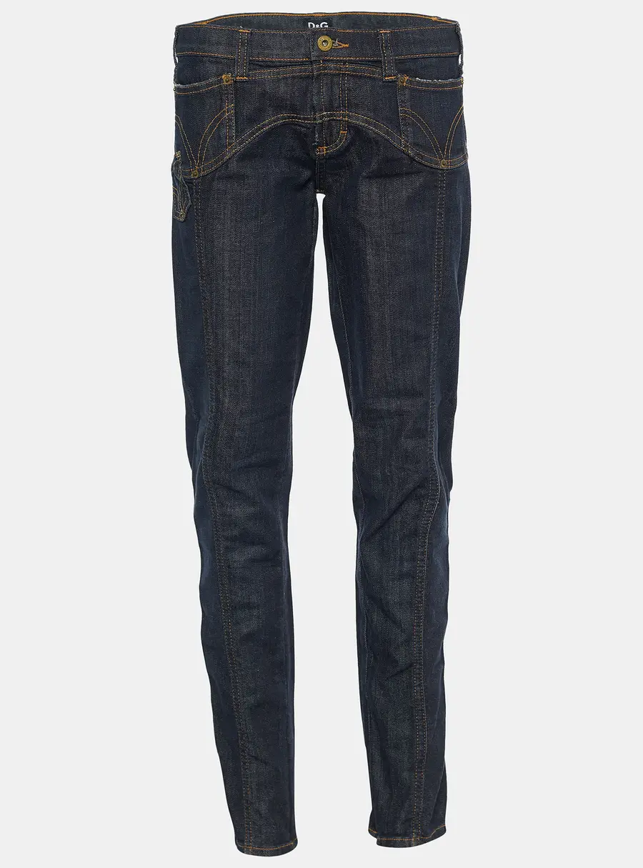 D&G Blue Denim Zipped Hem Detail Jeans M