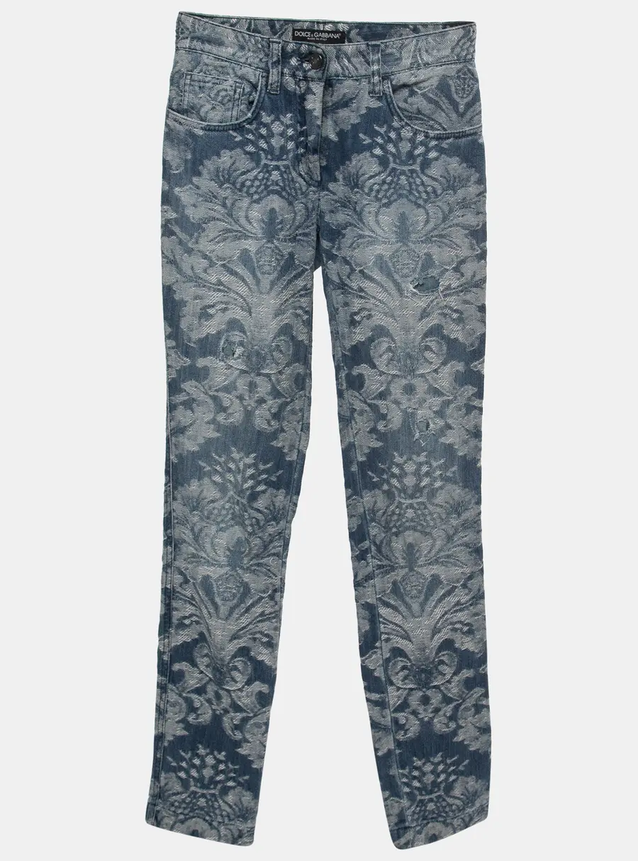 Dolce & Gabbana Blue Jacquard Denim Jeans XS Waist 24"