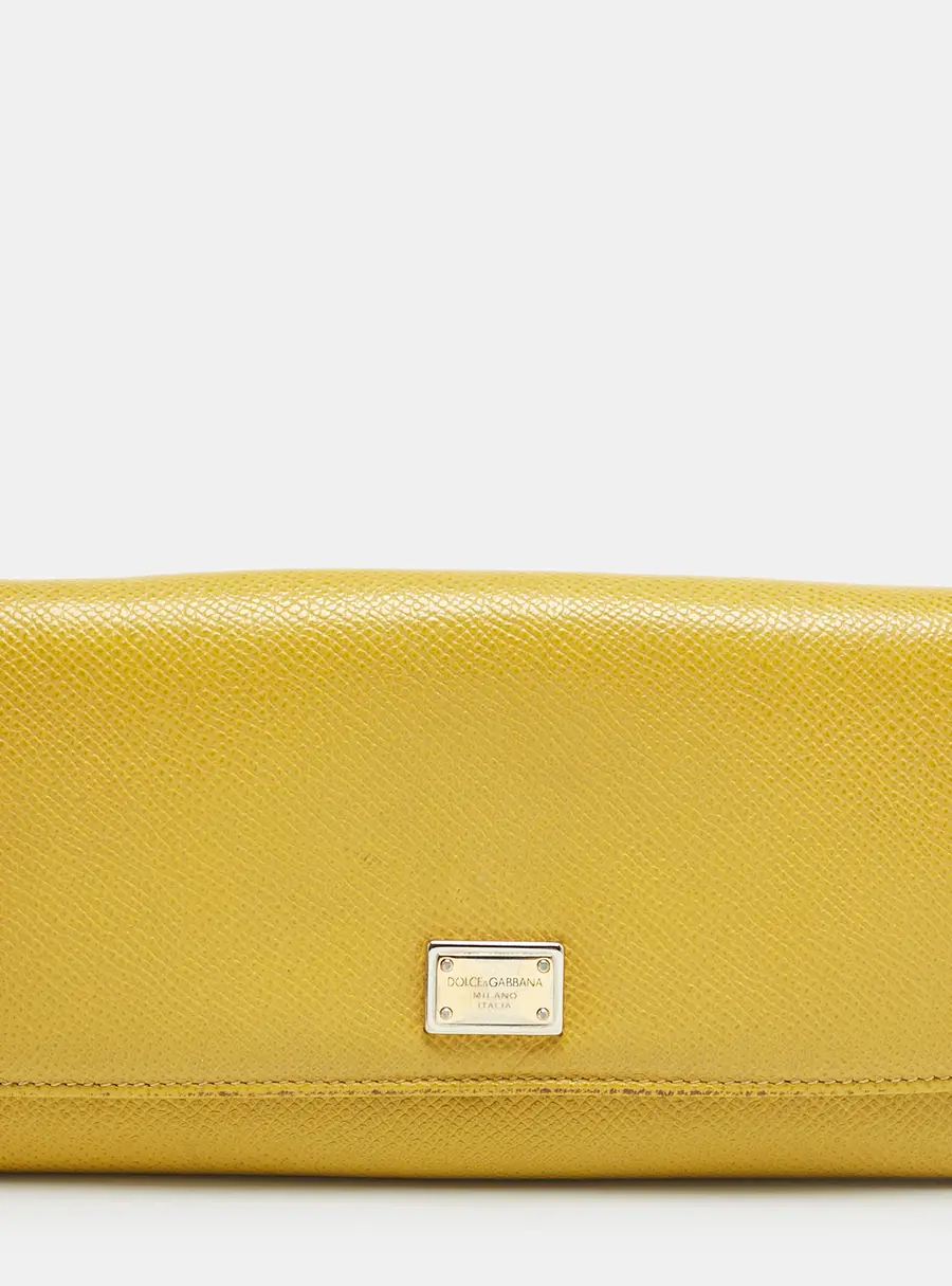 Dolce & Gabbana Yellow Leather Flap Continental Wallet