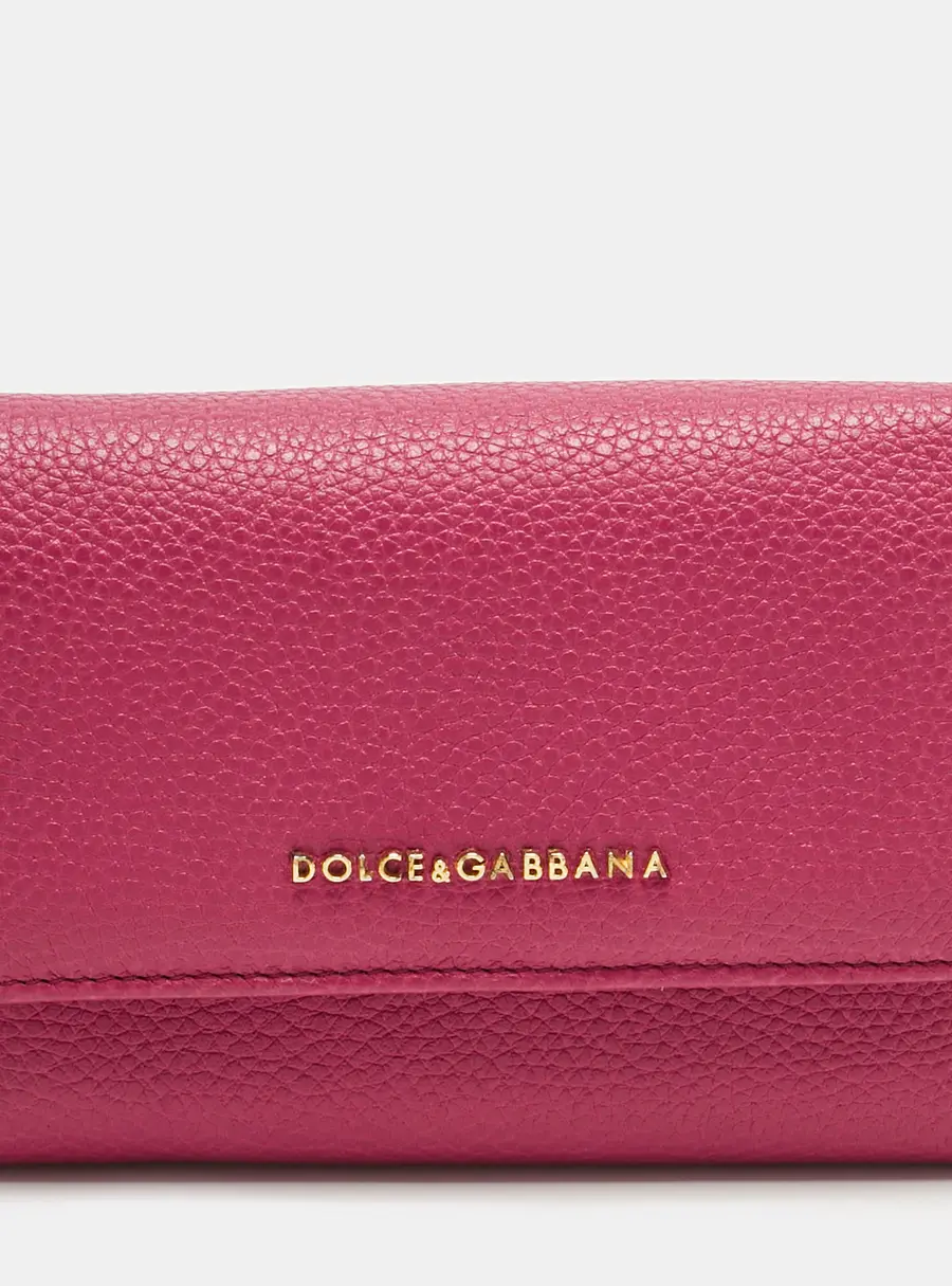 Dolce & Gabbana Pink Leather Logo Trifold Wallet