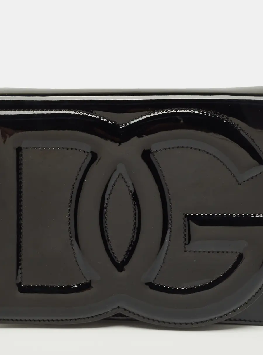 Dolce & Gabbana DG Logo Black Patent Leather Crossbody Bag