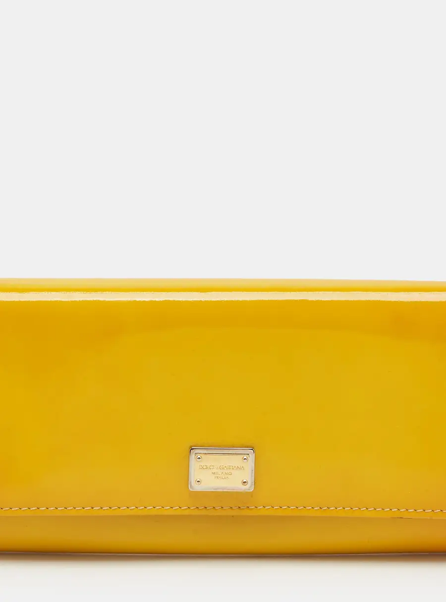 Dolce & Gabbana Yellow Patent Leather Flap Continental Wallet