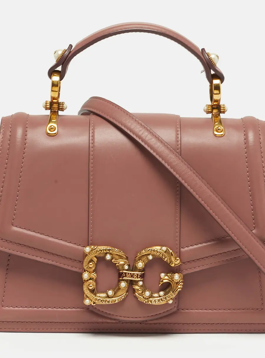 Dolce & Gabbana DG Amore Pink Leather Top Handle Bag