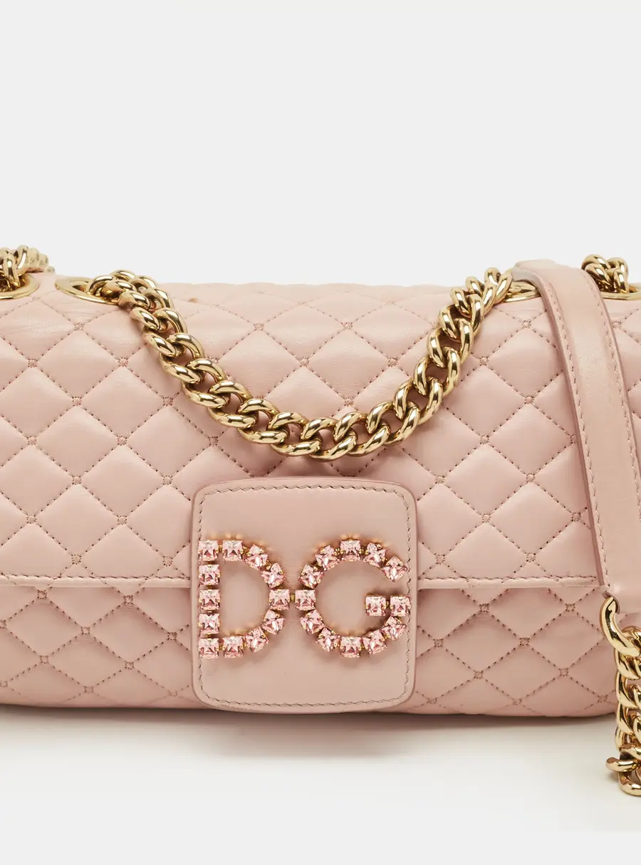 Dolce & Gabbana DG Millennials Pink Quilted Leather Shoulder Bag