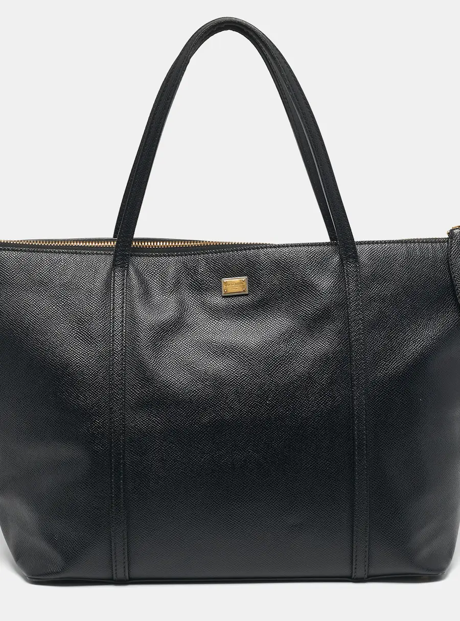 Dolce & Gabbana Miss Escape Zip Black Leather Tote