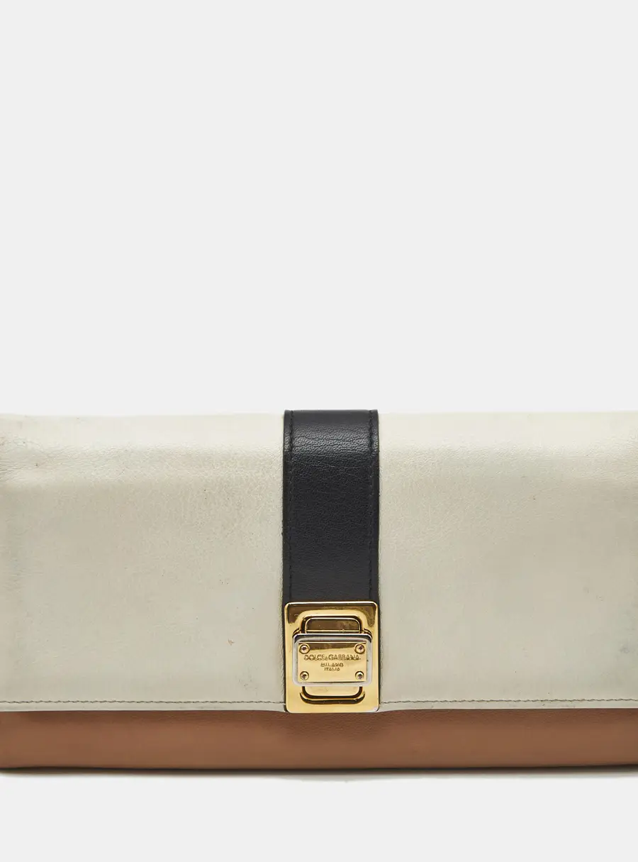 Dolce & Gabbana Twistlock Flap Tricolor Leather Continental Wallet