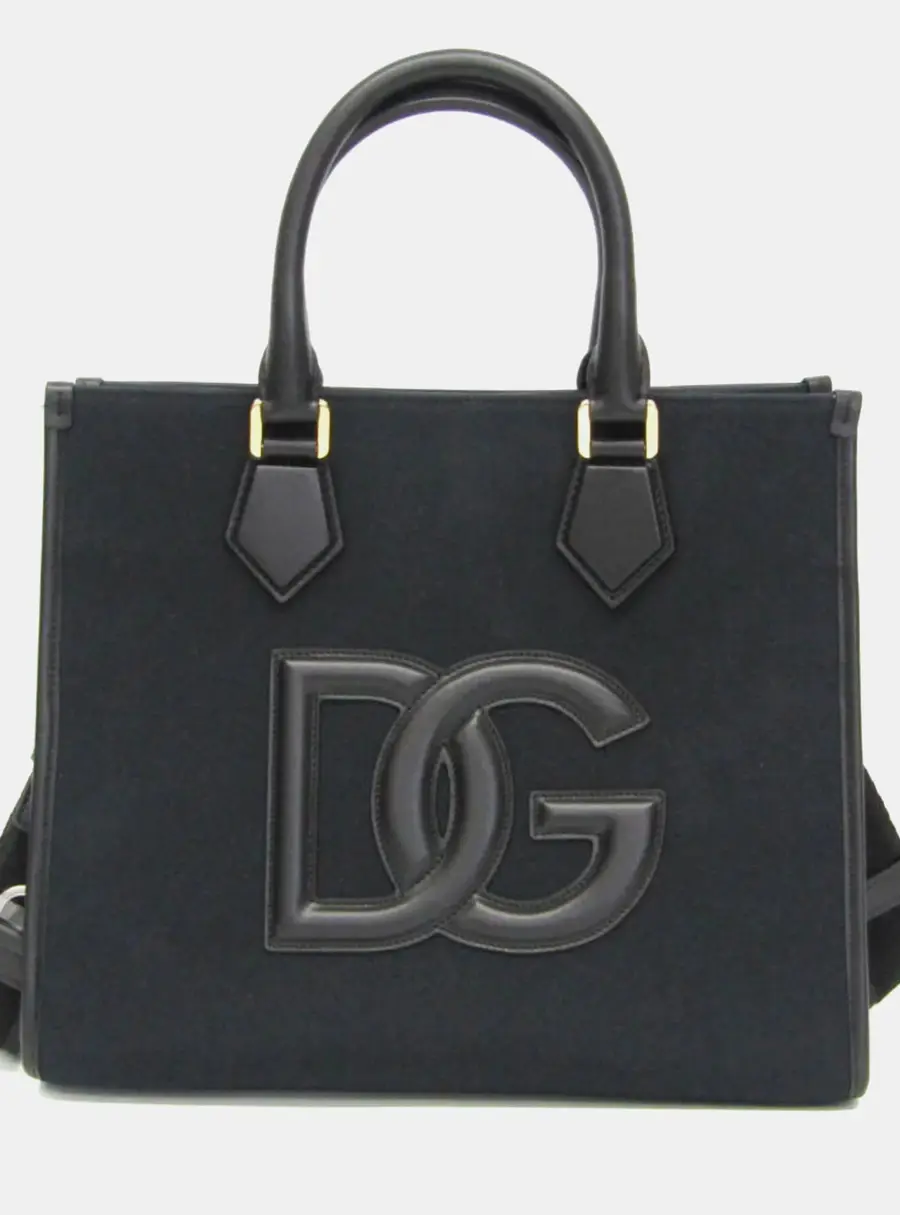 Dolce & Gabbana DG Logo Black Canvas & Leather Tote Bag