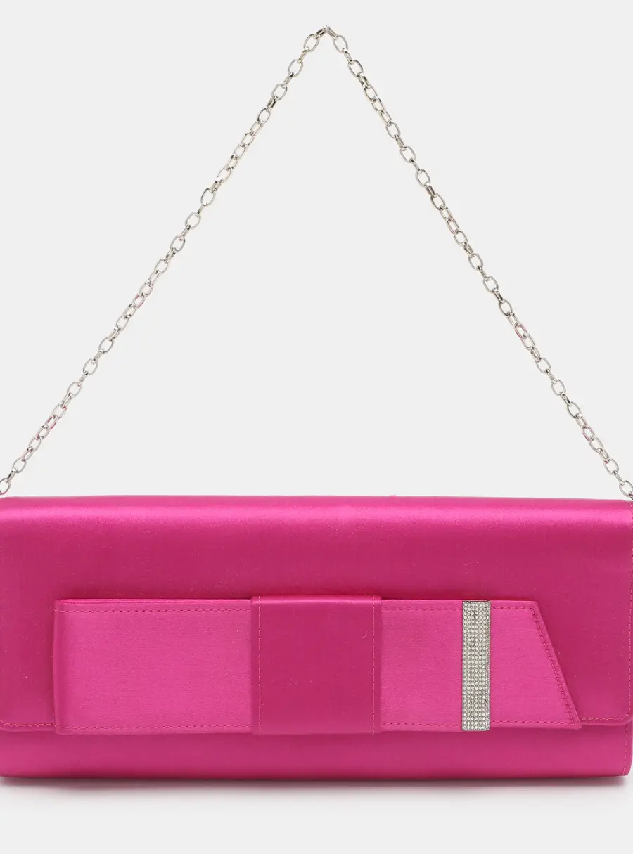 Dolce & Gabbana Miss Bow Pink Satin Chain Clutch
