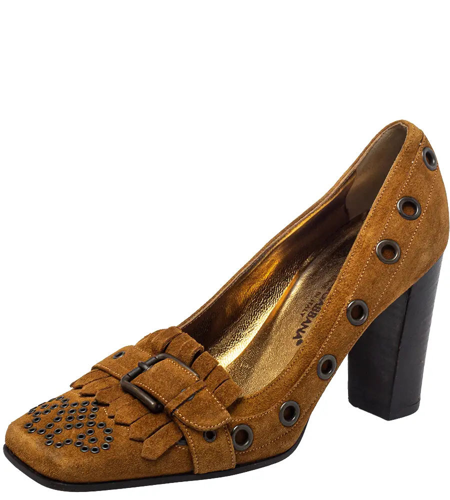 Dolce & Gabbana Brown Suede Block Heel Pumps Size 37
