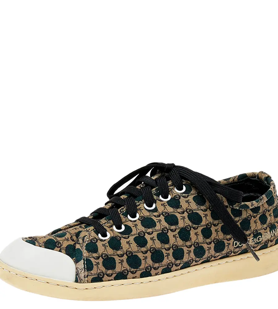 Dolce & Gabbana Size 40 Multicolor Canvas and Leather Low Top Sneakers