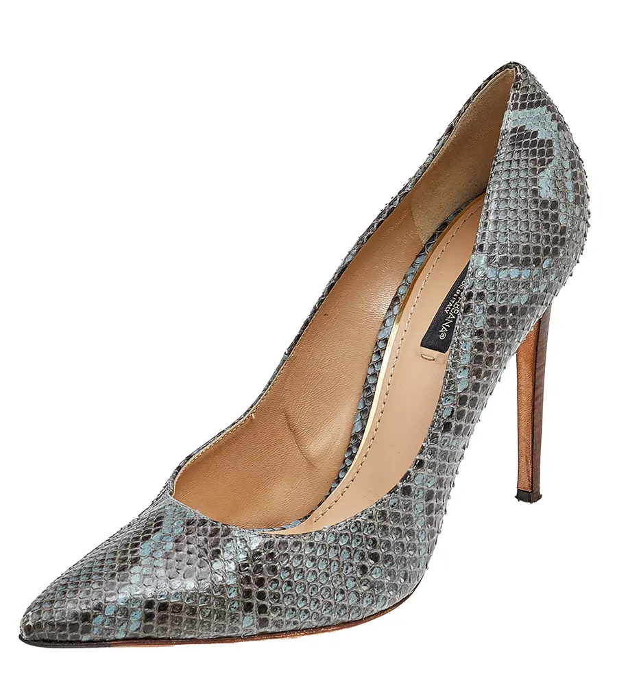 Dolce & Gabbana Blue/Black Python Leather Pointed Toe Pumps Size 39