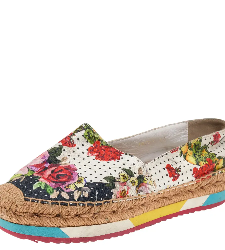 Dolce & Gabbana Multicolor Floral Print Canvas Espadrille Flats Size 36