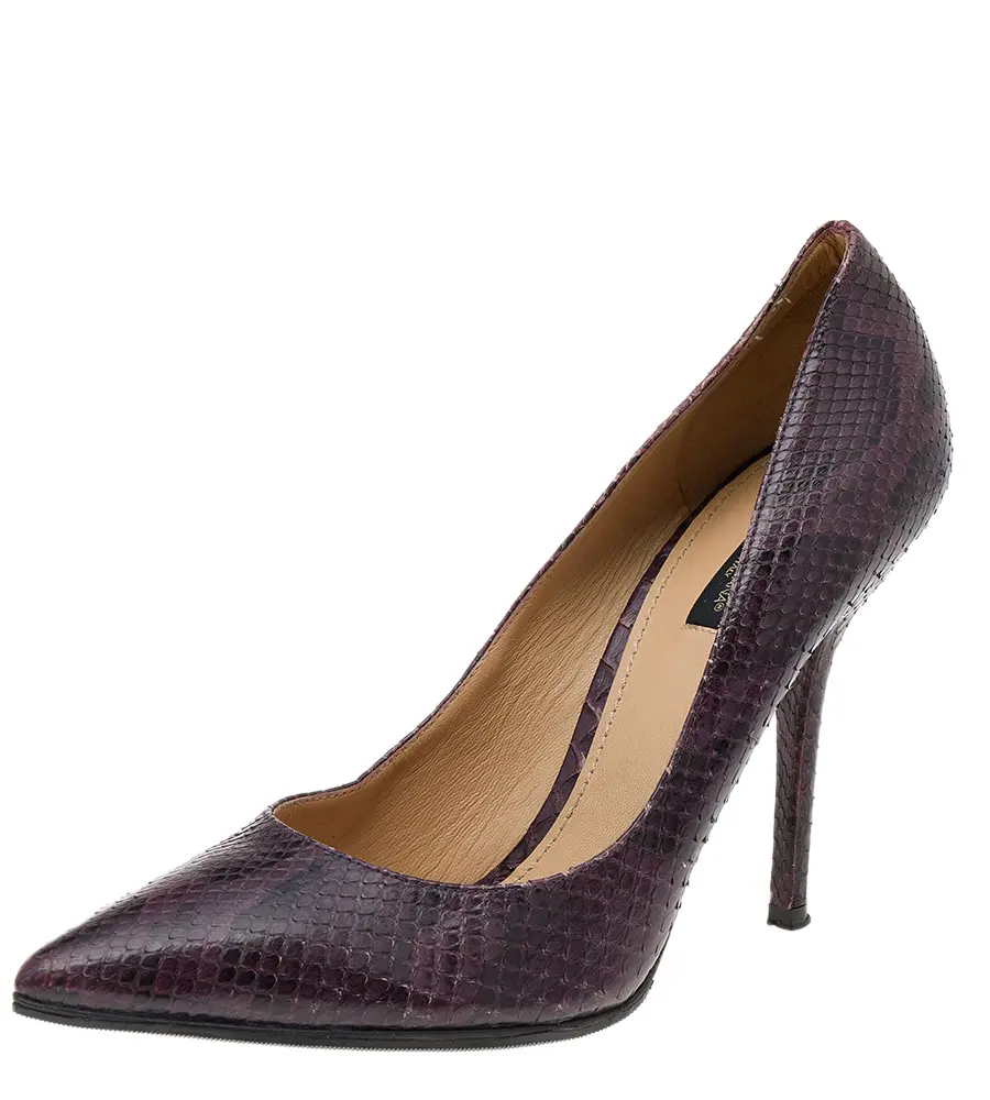 Dolce & Gabbana Dark Purple/Black Snakeskin Pointed Toe Pumps Size 40