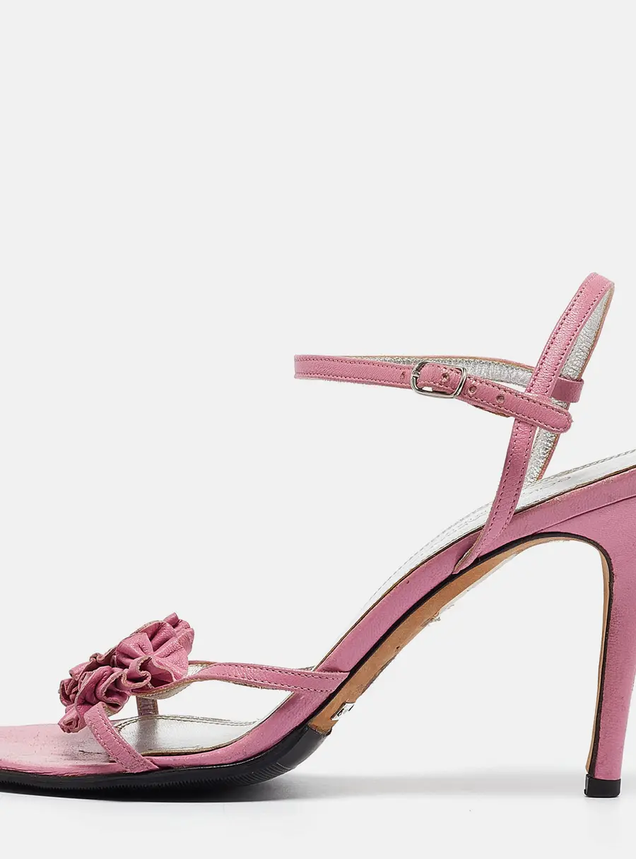 Dolce & Gabbana Pink Leather Ankle Strap Sandals Size 39