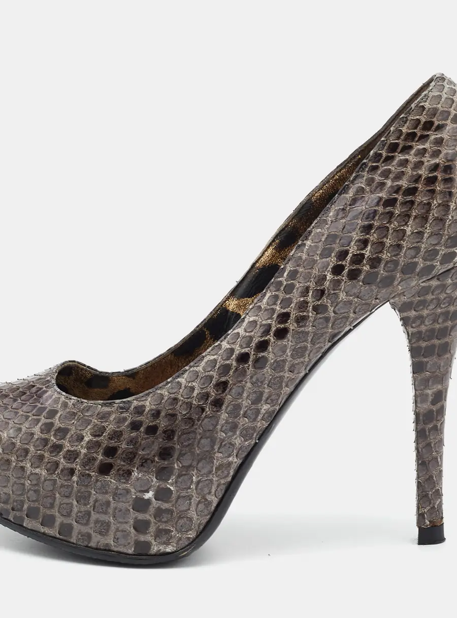 Dolce & Gabbana Grey Python Leather Platform Pumps Size 37