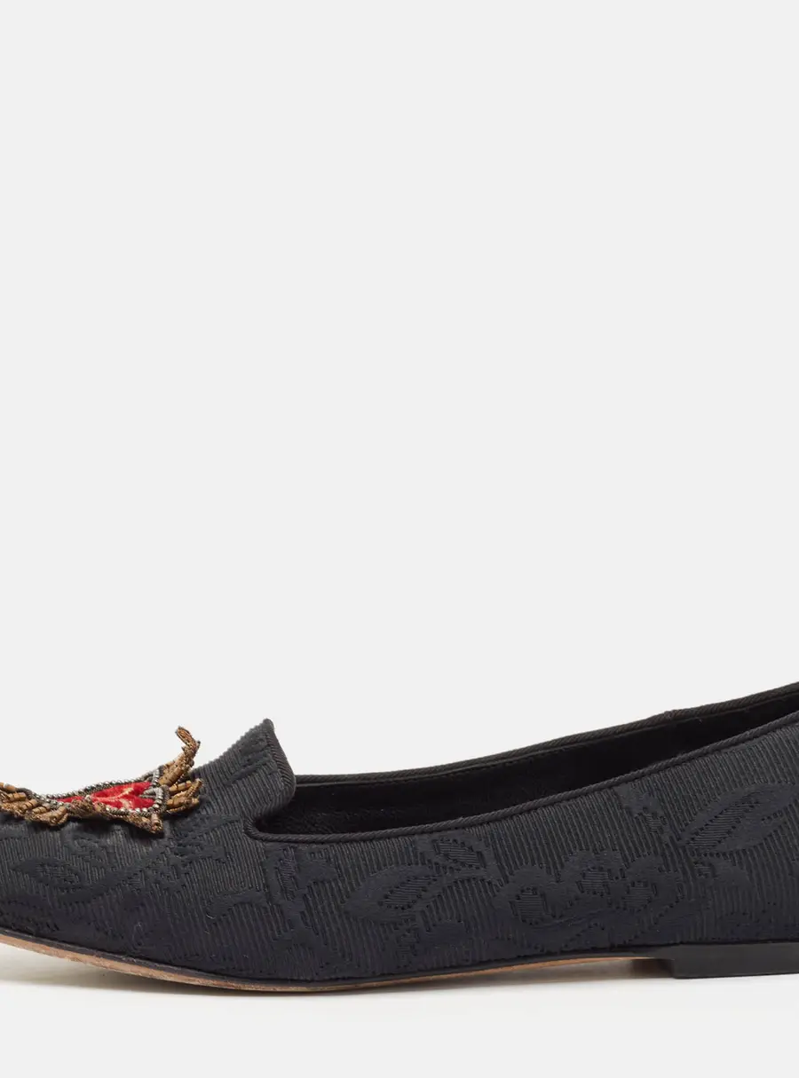 Dolce & Gabbana Black Jacquard Smoking Slippers Size 36.5