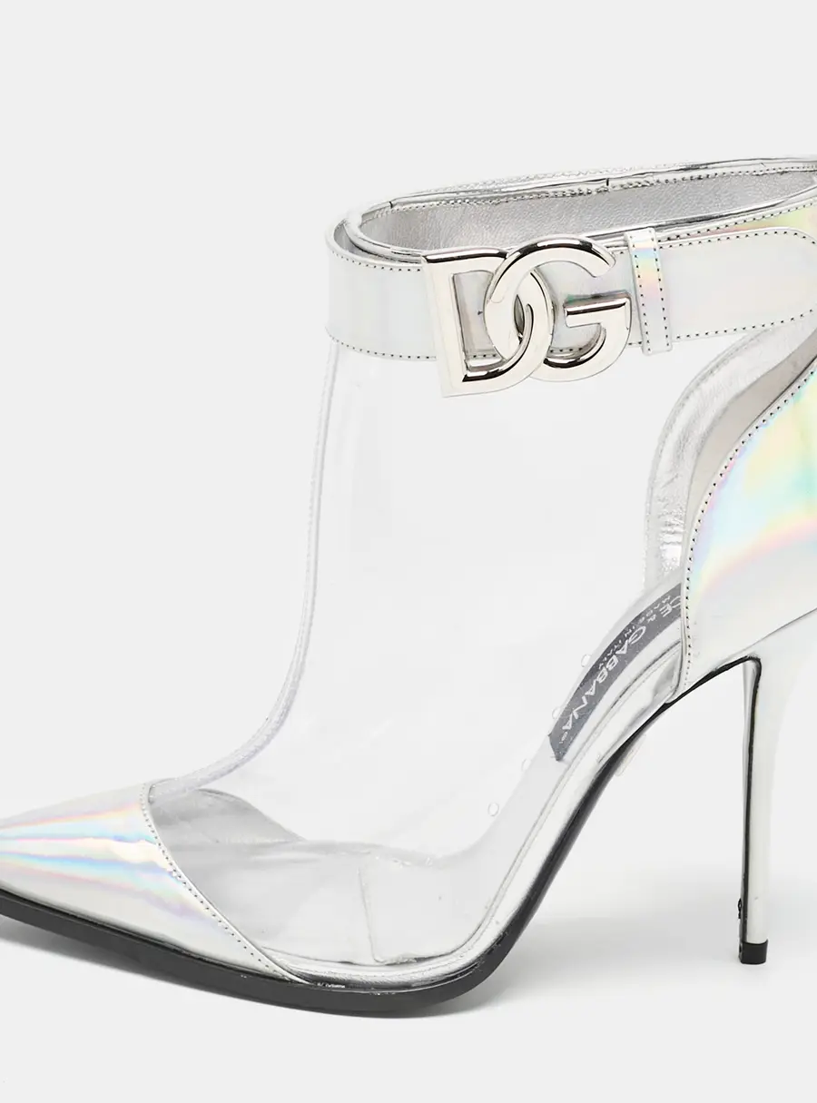 Dolce & Gabbana Transparent Iridescent Leather and PVC Cardinale Ankle Boots Size 39