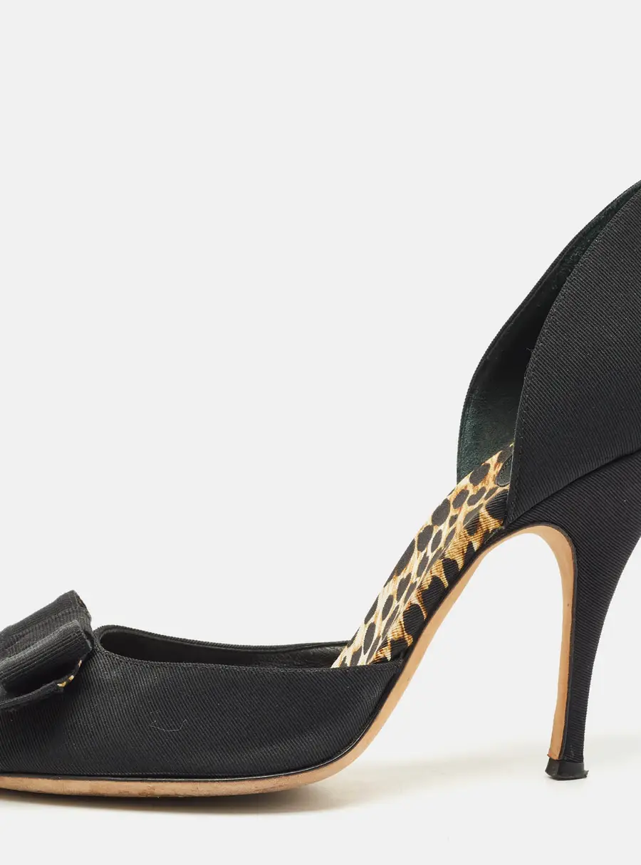 Dolce & Gabbana Black Canvas Bow D'Orsay Pumps Size 40