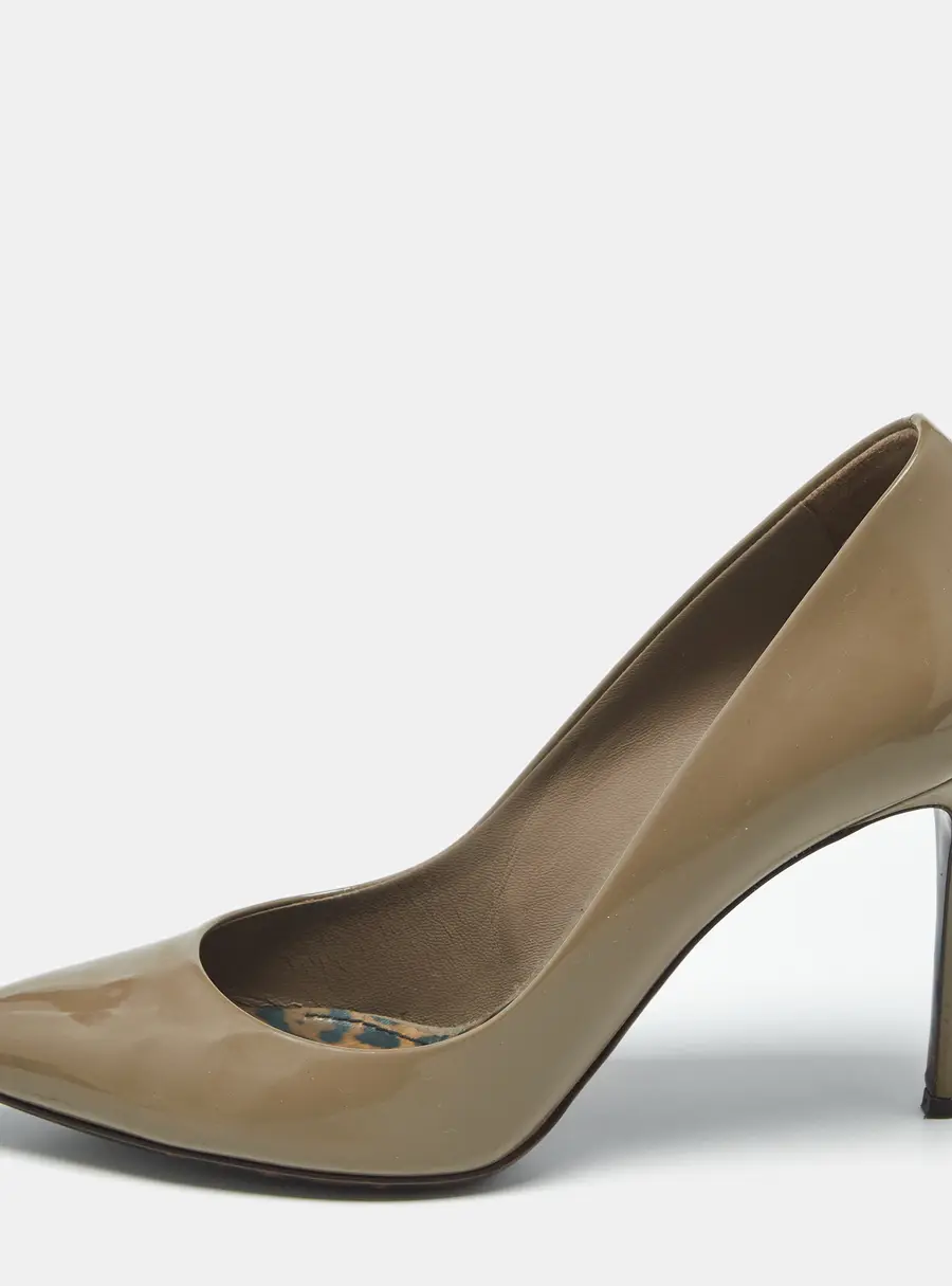 Dolce & Gabbana Olive Green Patent Leather Pointed Toe Pumps Size 40