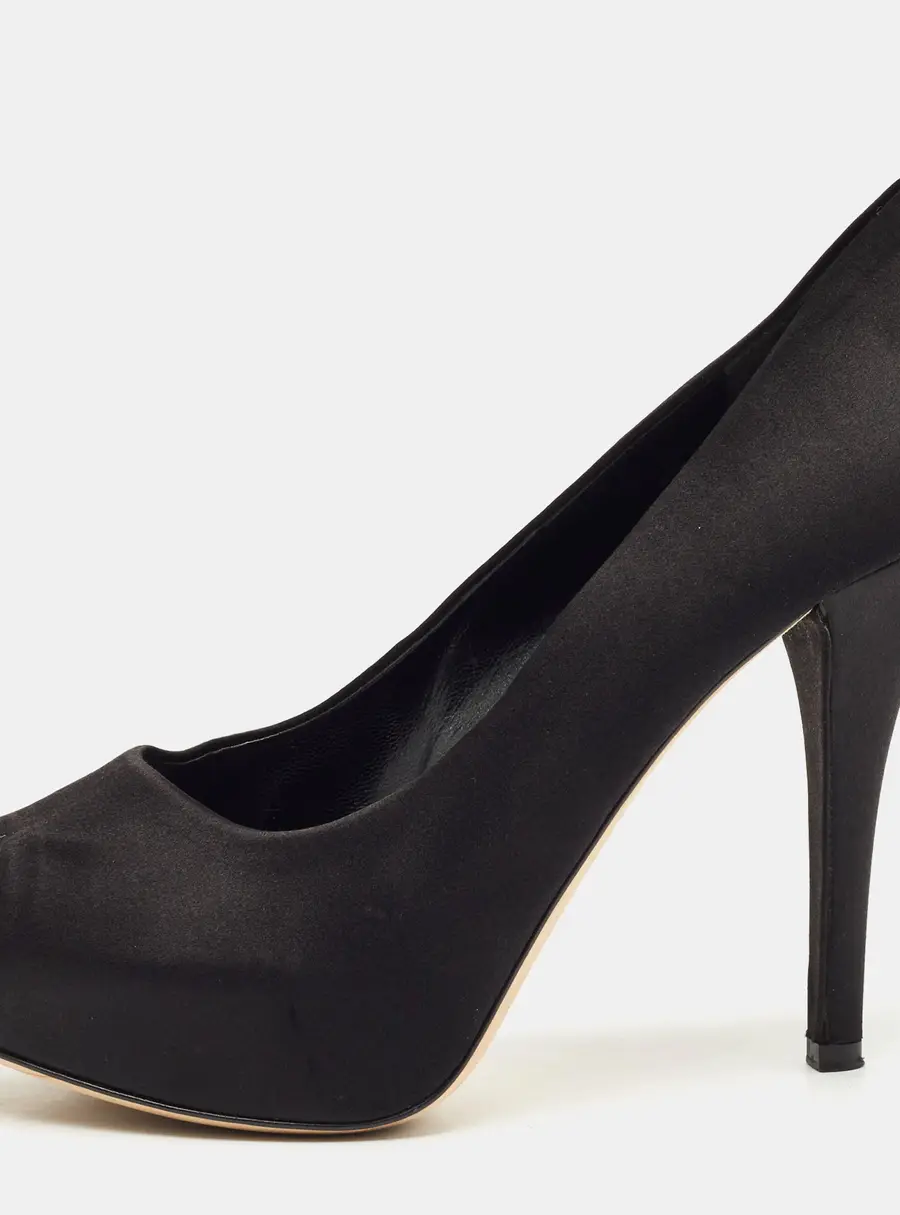 Dolce & Gabbana Black Satin Peep Toe Platform Pumps Size 40