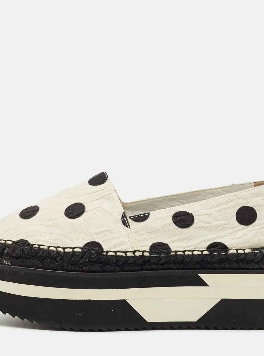 Dolce & Gabbana White/Black Polka Dot Fabric Platform Flats Size 39