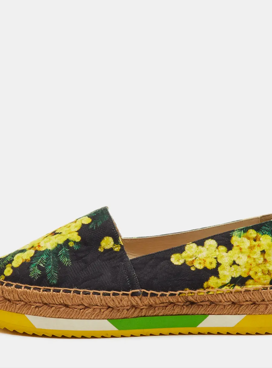 Dolce & Gabbana Multicolor Floral Printed Fabric Platform Espadrille Flats Size 39