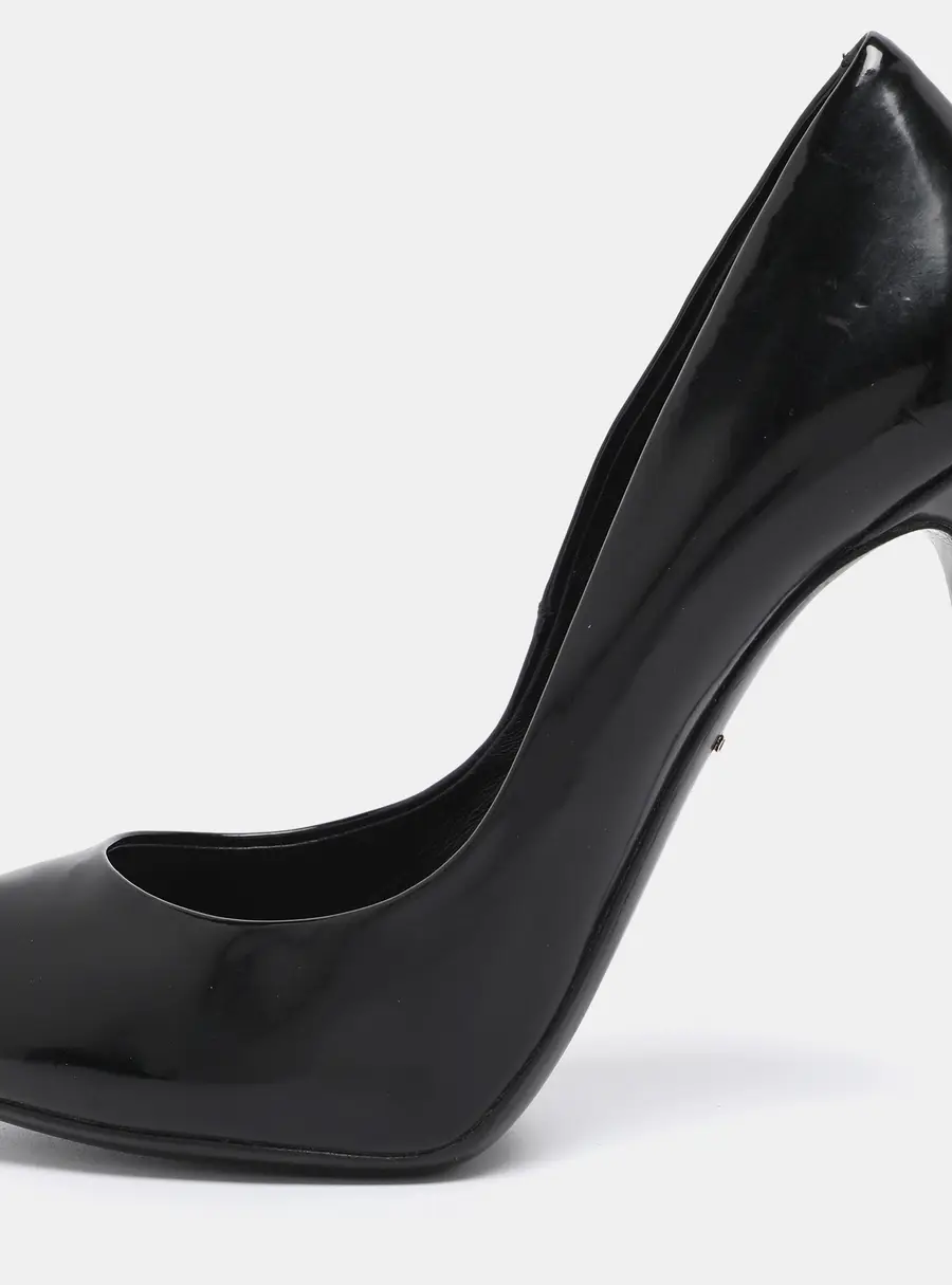Dolce & Gabbana Black Patent Leather Peep Toe Pumps Size 37
