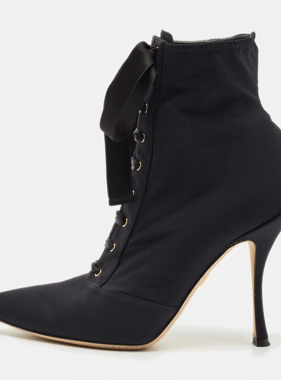 Dolce & Gabbana Lori Size 37 Navy Blue Stretch Fabric Ankle Length Boots