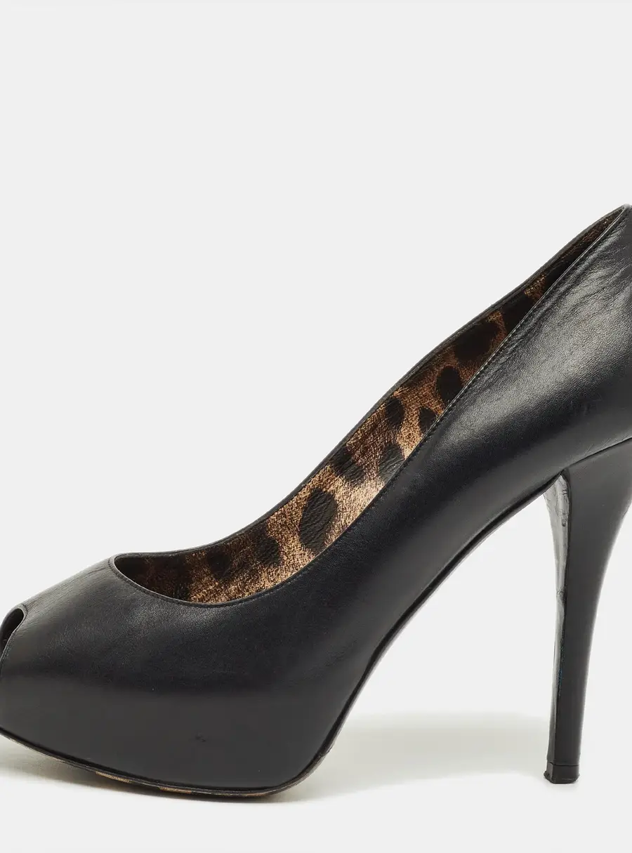 Dolce & Gabbana Black Leather Platform Pumps Size 39