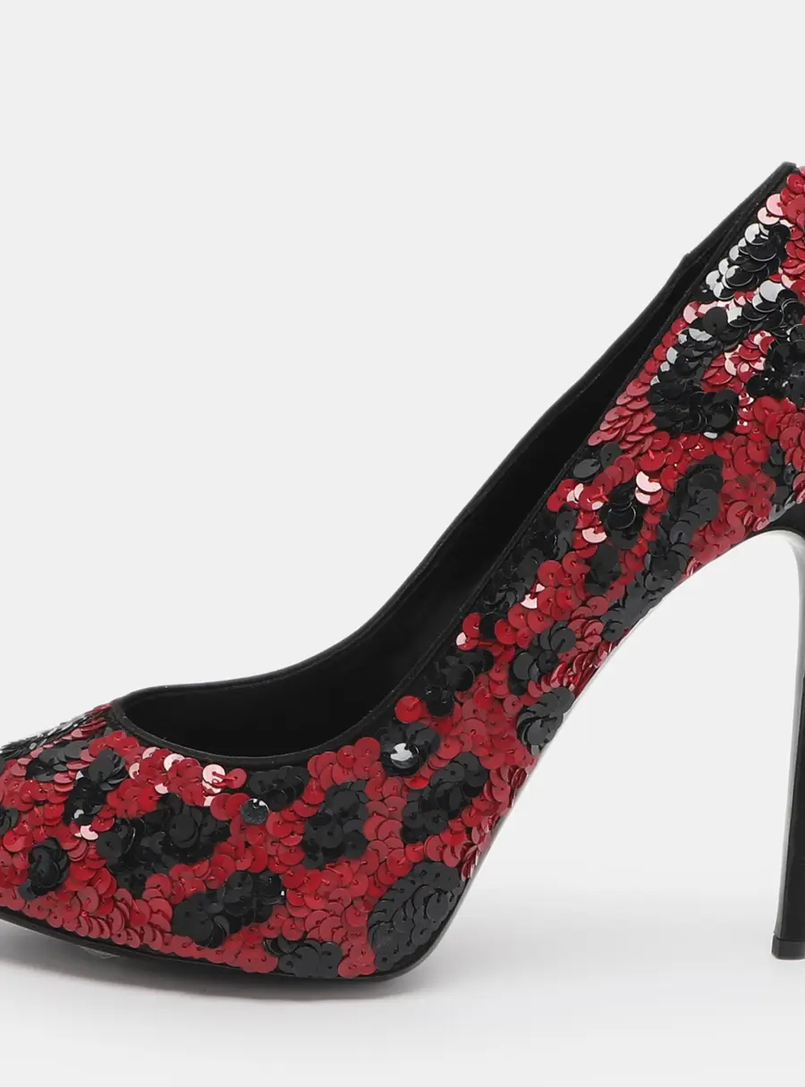 Dolce & Gabbana Size 40 Red/Black Sequins Pumps