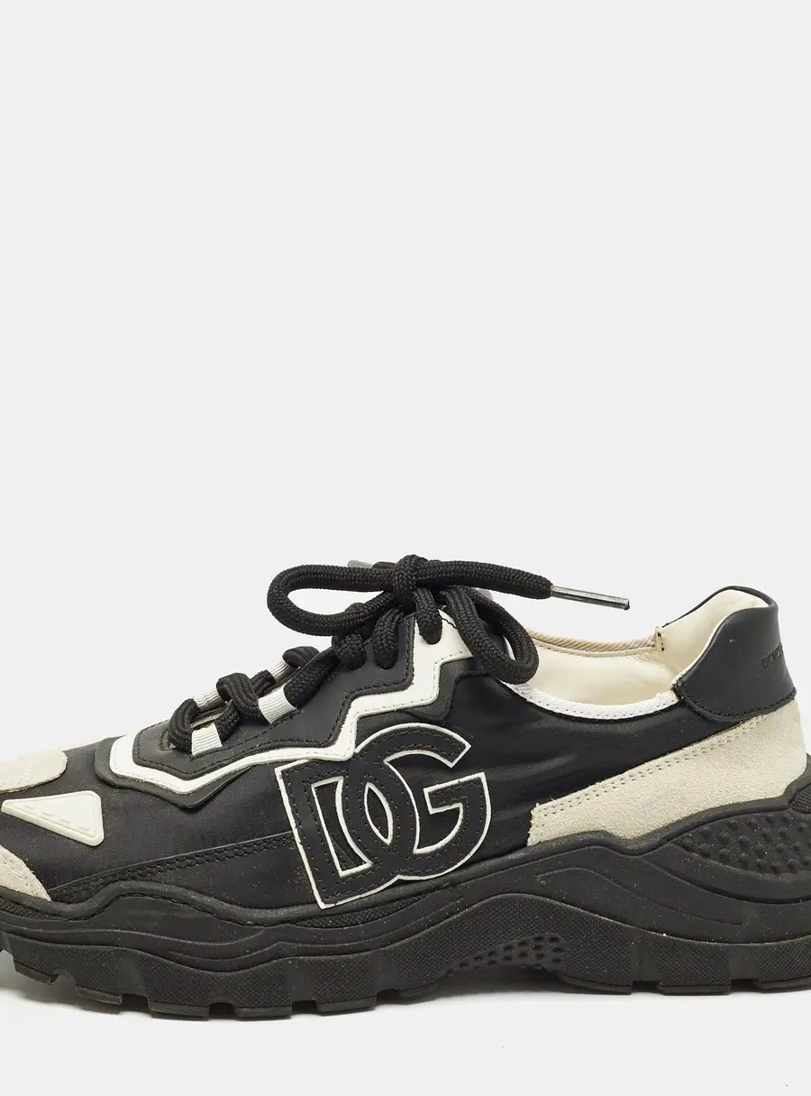Dolce & Gabbana daymaster Size 37 Black Fabric, Leather and Suede Lace Up Sneakers