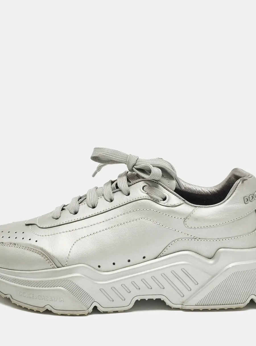 Dolce & Gabbana Daymaster Size 41 Grey Leather Lace Up Sneakers