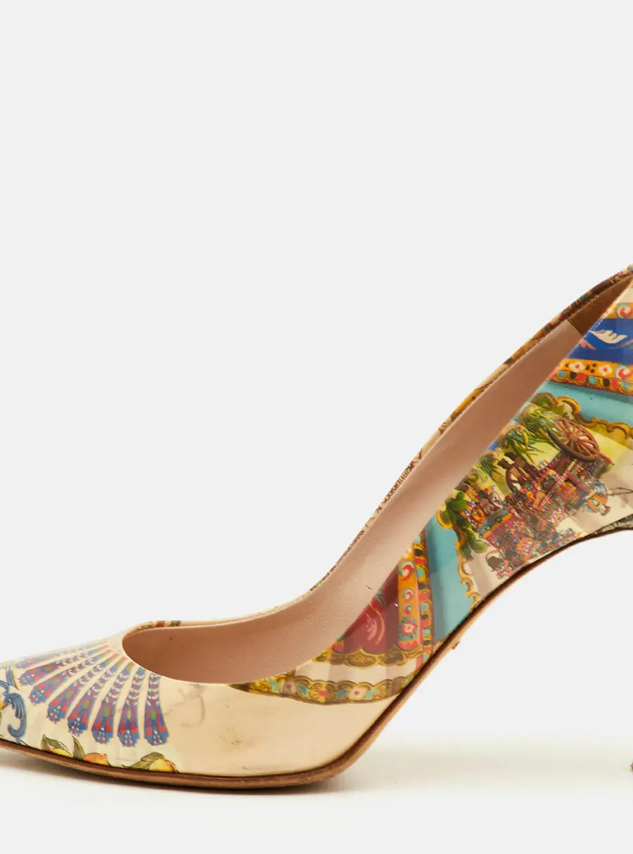 Dolce & Gabbana Size 39 Multicolor Printed Patent Leather Pointed Toe Pumps