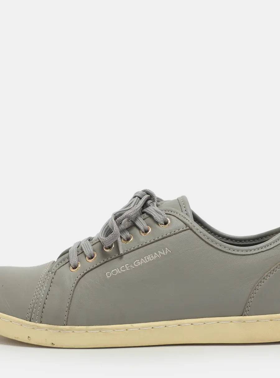 Dolce & Gabbana Portofino Size 35 Grey Leather Low Top Sneakers
