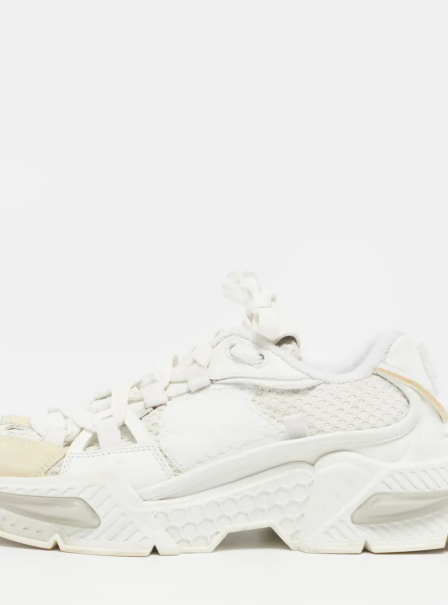 Dolce & Gabbana Airmaster Size 37.5 White Leather and Mesh Lace Up Sneakers