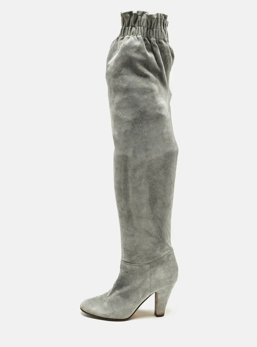 Dolce & Gabbana Size 38.5 Grey Suede Knee Length Boots