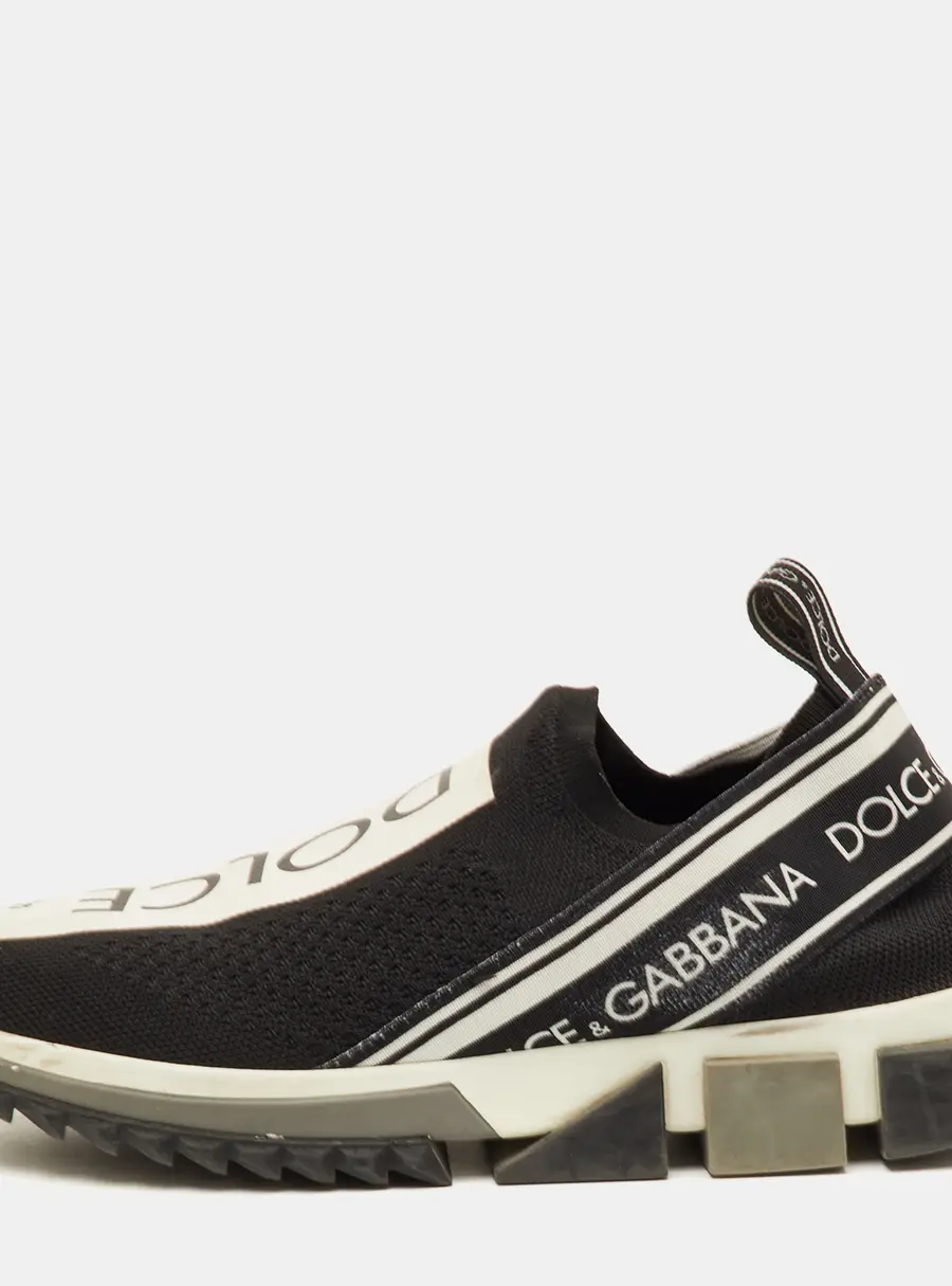 Dolce & Gabbana Sorrento Size 39.5 Black/White Knit Fabric Slip On Sneakers