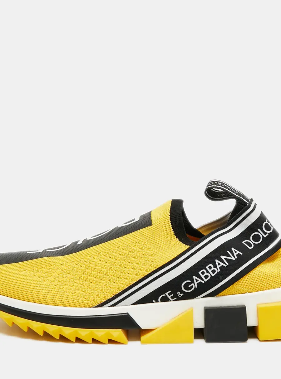 Dolce & Gabbana Sorrento Size 40 Yellow Knit Fabric Slip On Sneakers